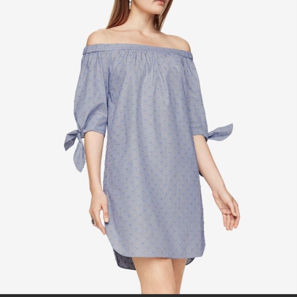 NWT BCBG MaxAzria blue off the shoulder dress
